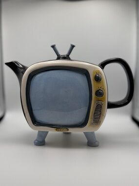 Blue Sky Ceramic Retro Television Teapot 2015 Black TV Novelty Collectible